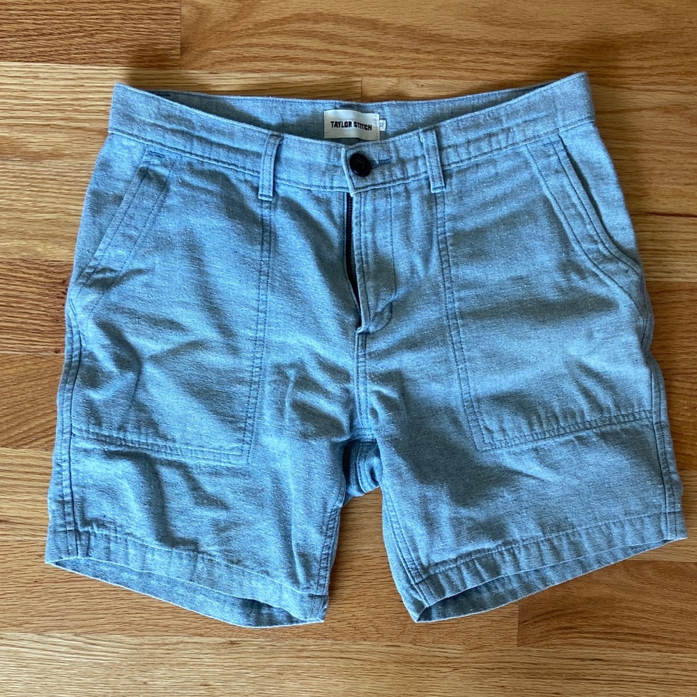 Taylor Stitch Light Blue Flat Front Men's Shorts